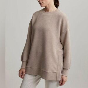 NWT Varley Taupe Marl Mae Boyfriend Ottoman Sweatshirt Size Small